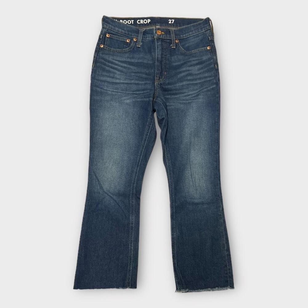 J.Crew Women's Demi-Boot Crop Jean Mid-Rise Lantern Wash Raw Hem Size 27